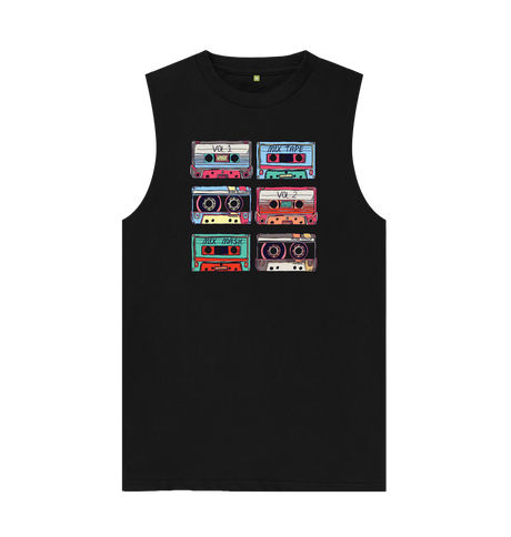 Black Cassette Mix Tape Mens Vest
