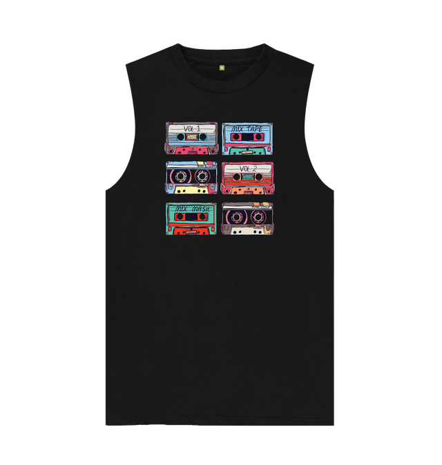 Black Cassette Mix Tape Mens Vest