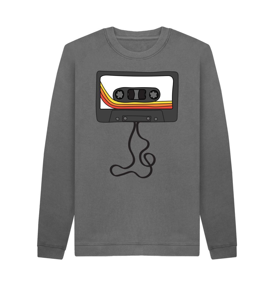 Slate Grey Mens Unwound Cassette Graphic Sweatshirt