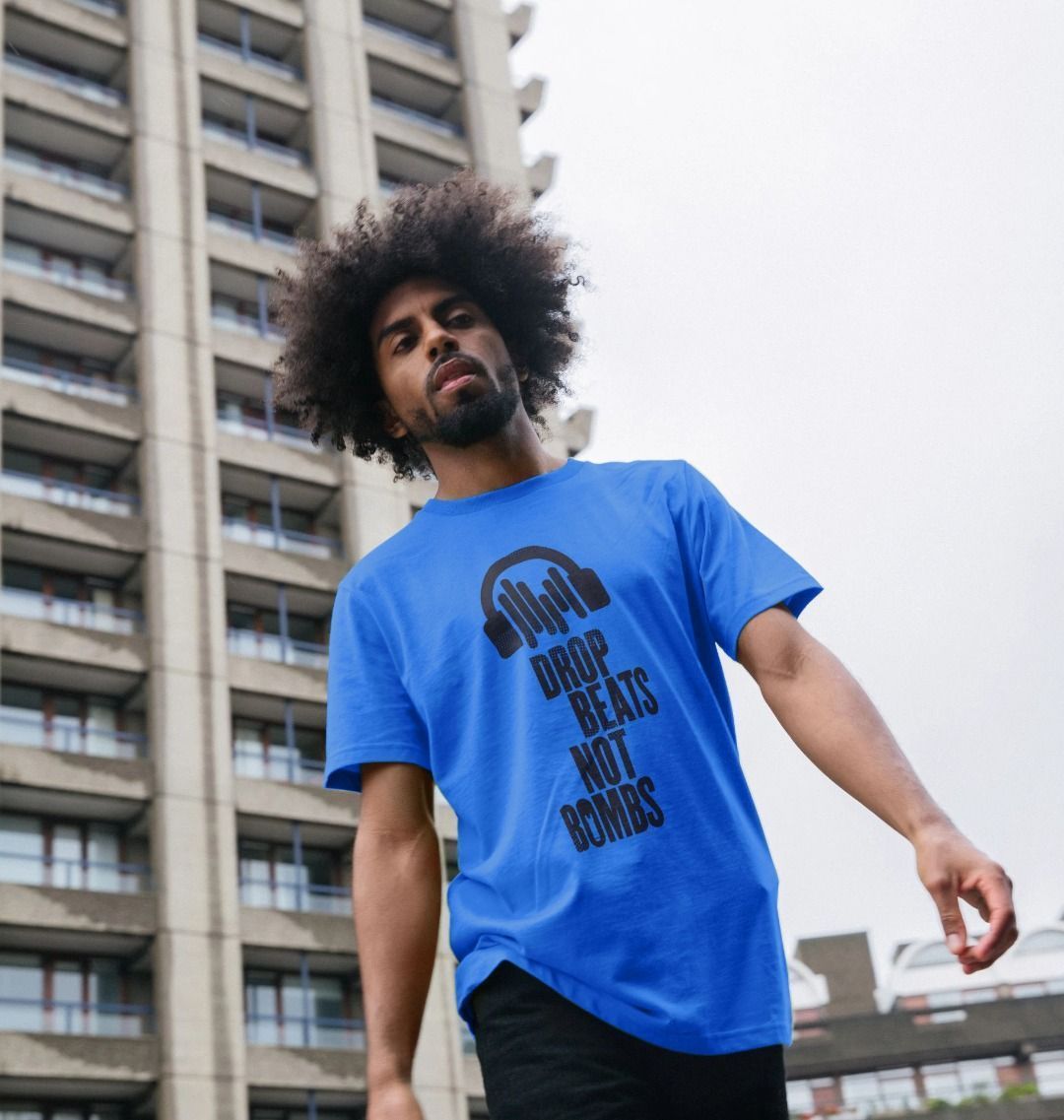 Drop Beats Not Bombs Sound Shirts Navy Logo T-Shirt