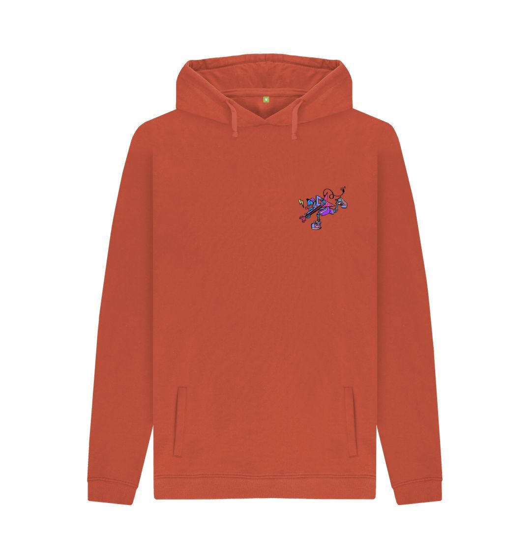 Rust Mens Cartoon Character Flying V Hoodie