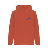 Rust Mens Cartoon Character Flying V Hoodie