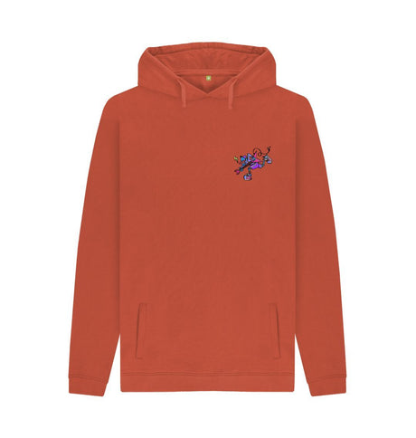 Rust Mens Cartoon Character Flying V Hoodie