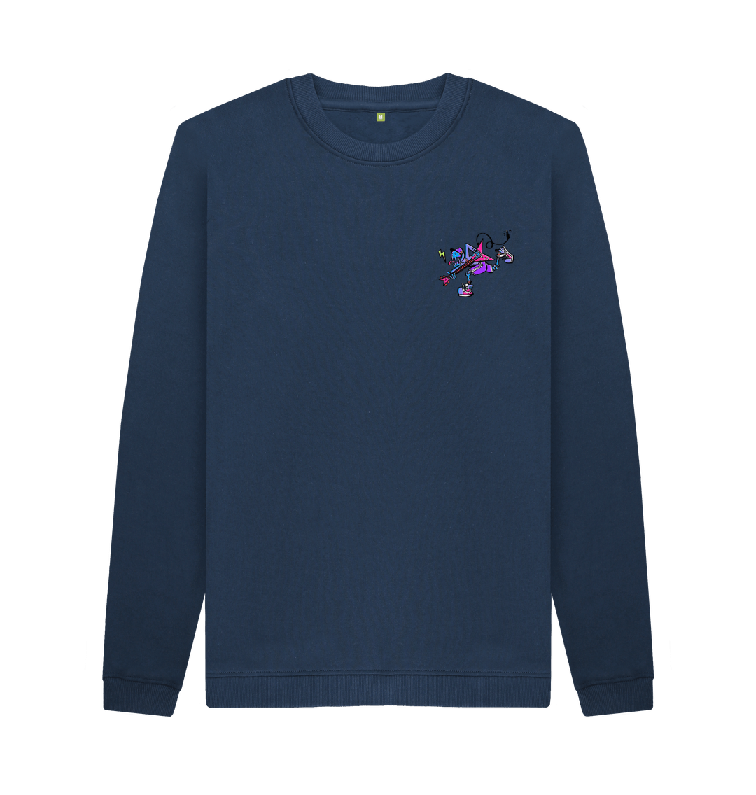 Navy Blue Printed Sweater Front