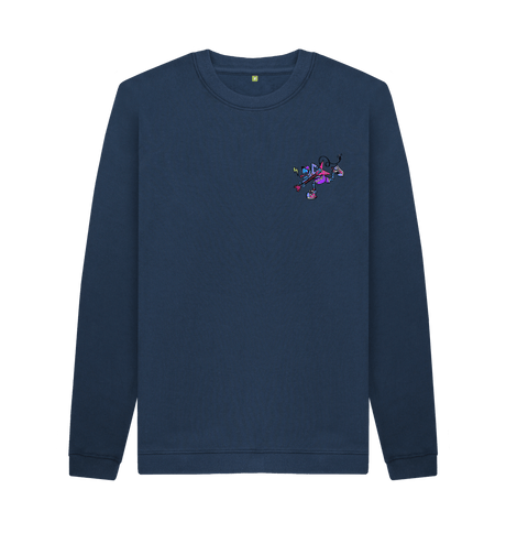 Navy Blue Printed Sweater Front
