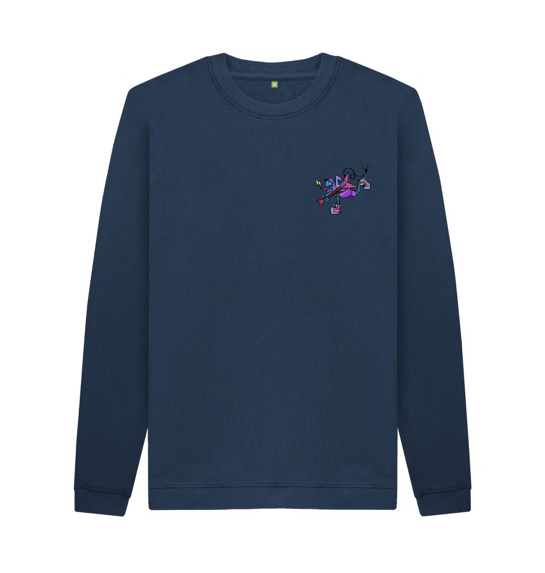 Navy Blue Mens Cartoon Character Flying V Sweater