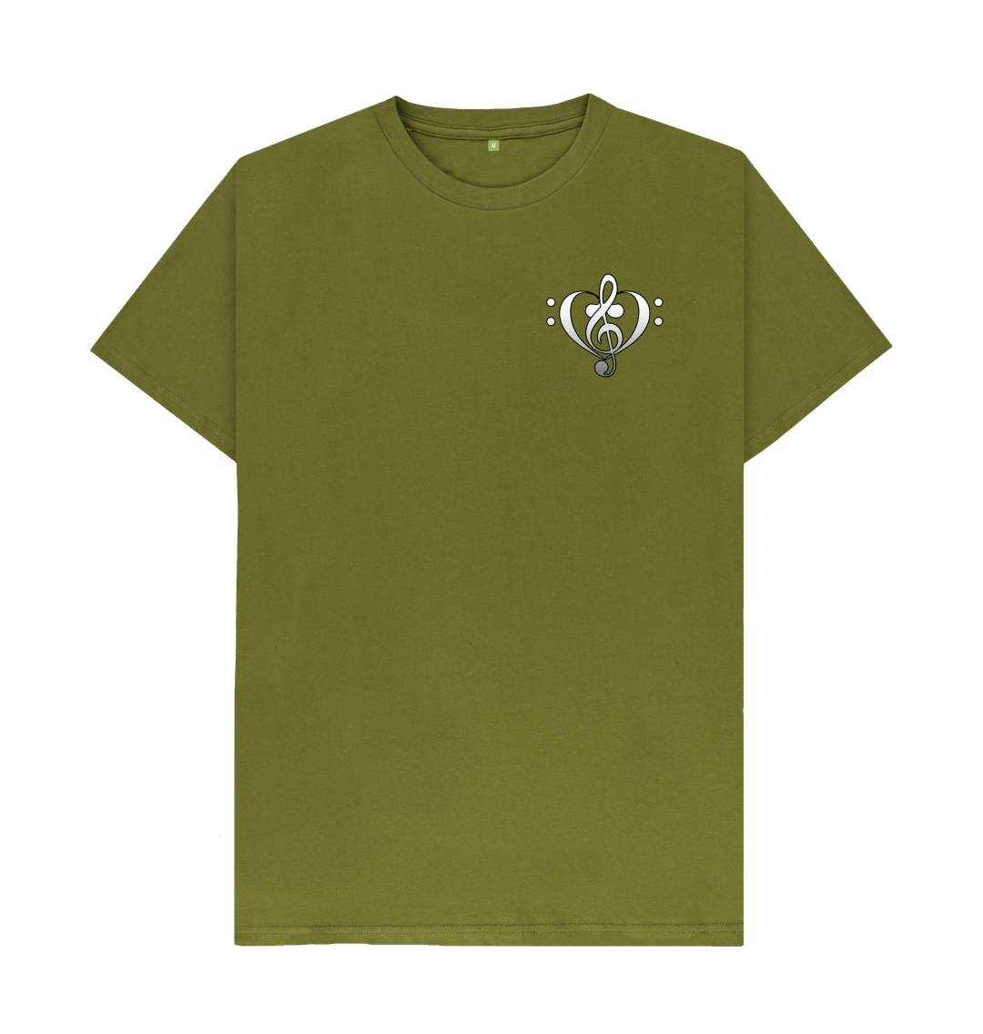 Moss Green Combined Clef Heart Symbol Graphic Mens T-Shirt