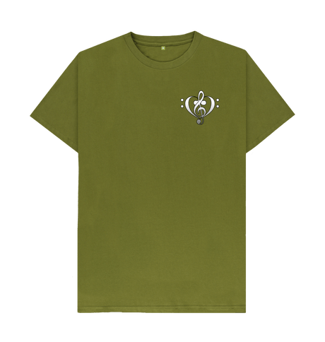 Moss Green Combined Clef Heart Symbol Graphic Mens T-Shirt