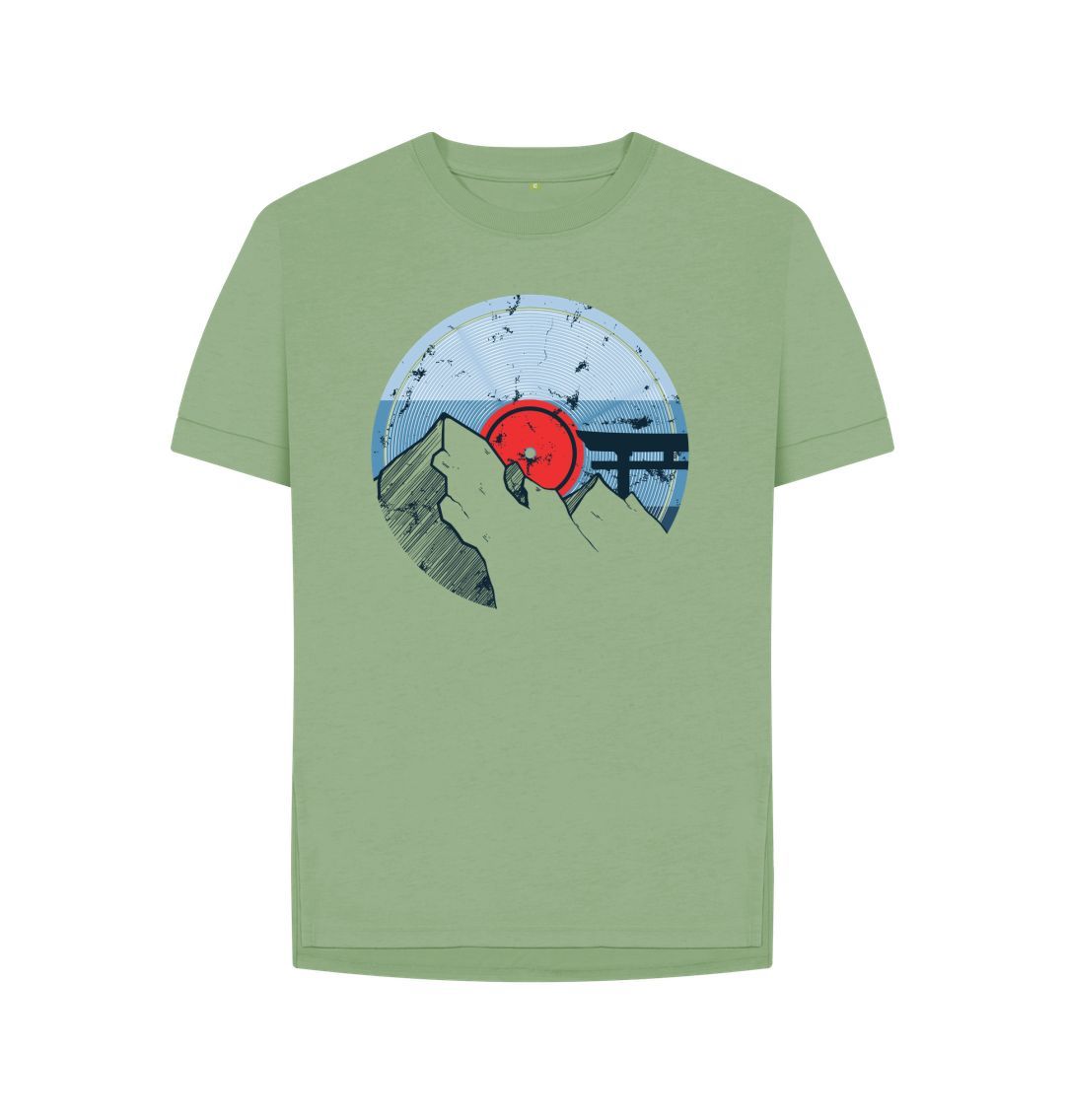 Sage Womens Vinyl Record Mountain T-Shirt