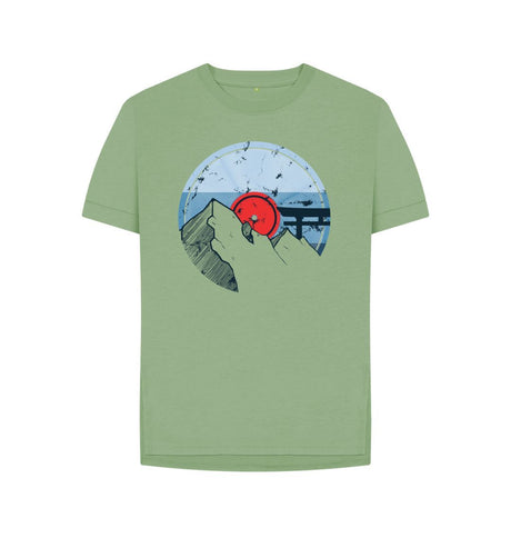 Sage Womens Vinyl Record Mountain T-Shirt