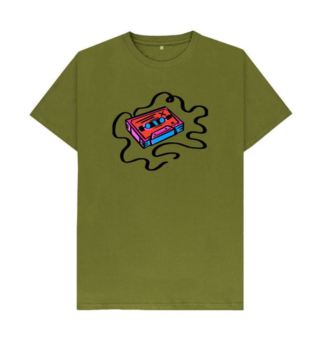 Moss Green Marker Pen Cassette Illustration T-Shirt
