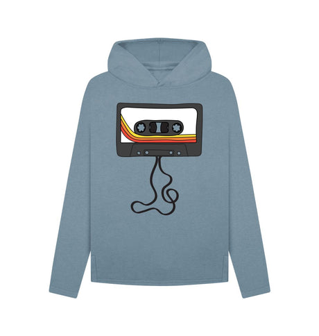Stone Blue Womens Unwound Cassette Graphic Hoodie