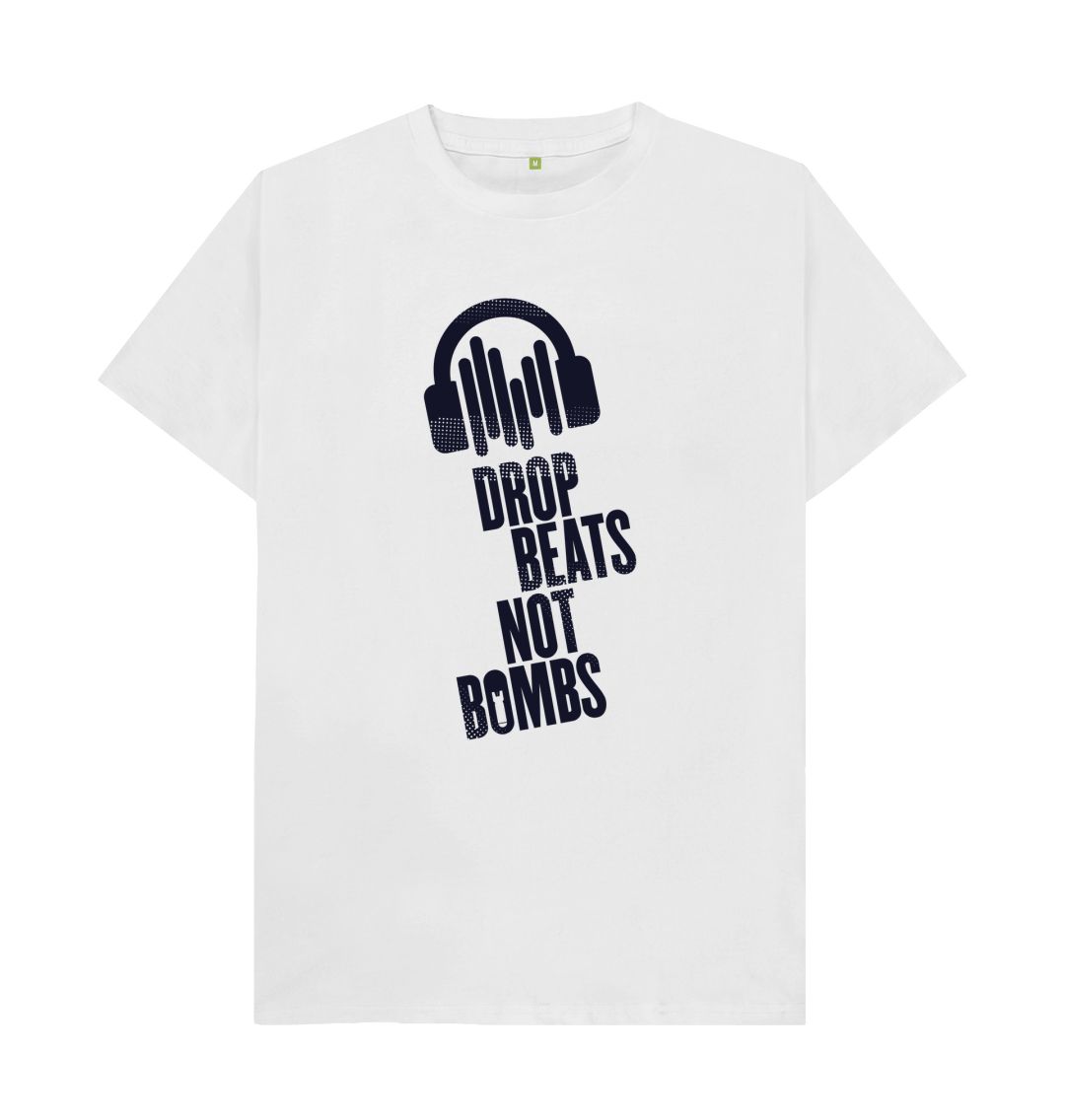White Drop Beats Not Bombs Sound Shirts Navy Logo T-Shirt