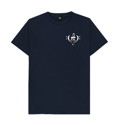 Navy Blue Combined Clef Heart Symbol Graphic Mens T-Shirt