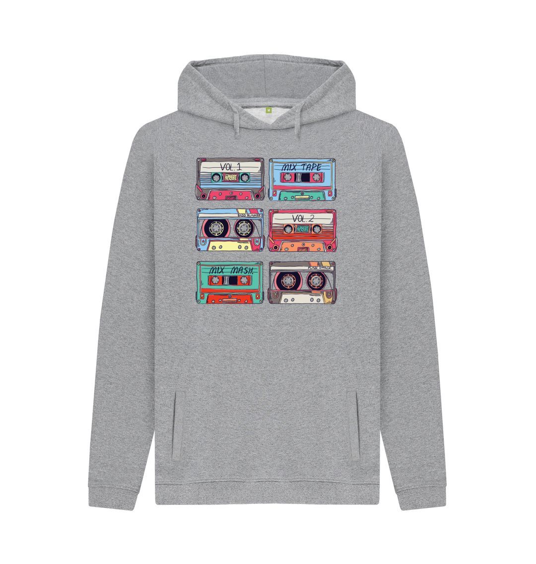 Light Heather Mens Cassette Mix Tape Hoodie