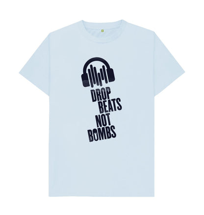 Sky Blue Drop Beats Not Bombs Sound Shirts Navy Logo T-Shirt