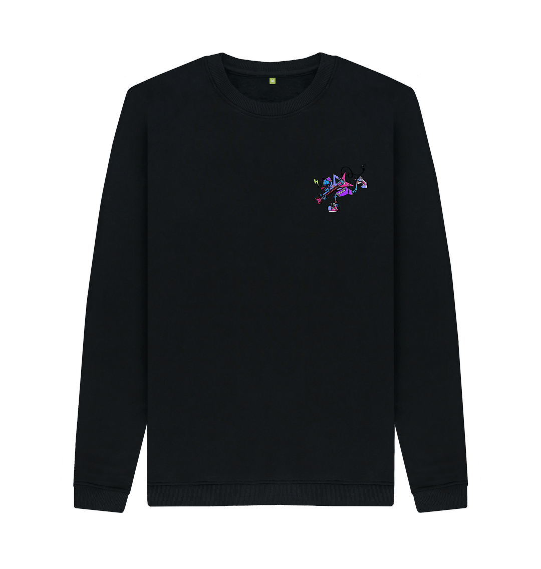 Black Printed Sweater Front