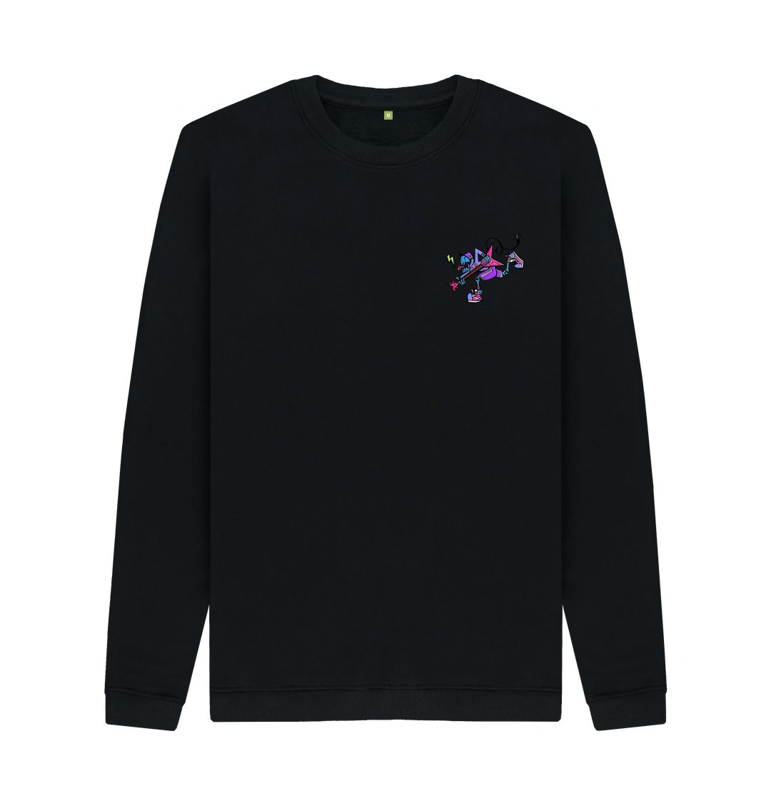 Black Mens Cartoon Character Flying V Sweater