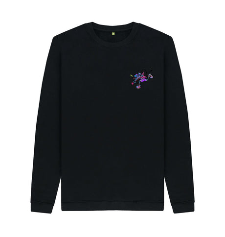 Black Mens Cartoon Character Flying V Sweater