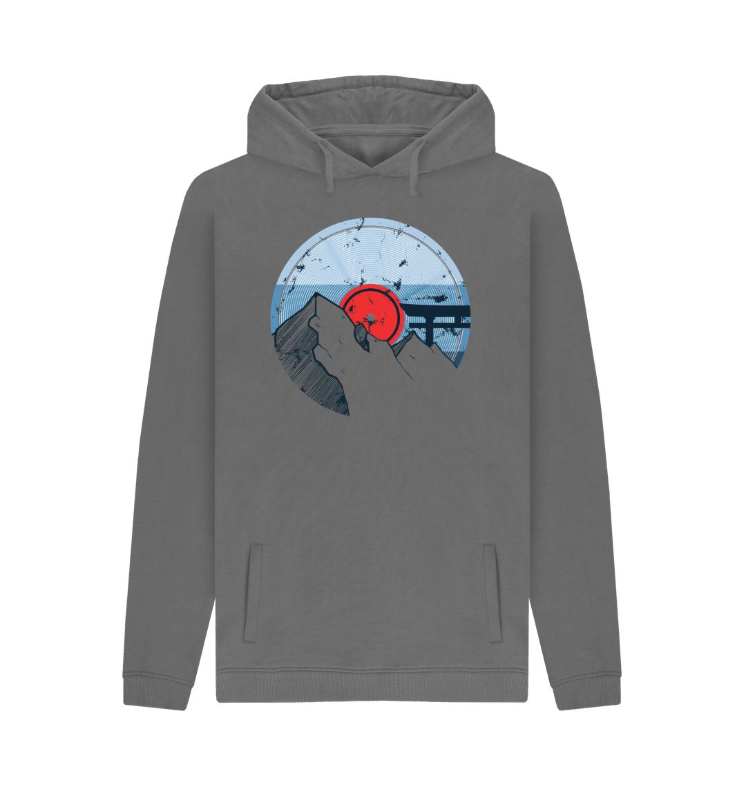 Slate Grey Mens Vinyl Record Mountain Hoodie