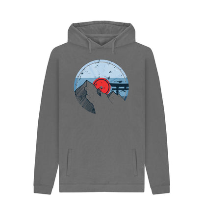 Slate Grey Mens Vinyl Record Mountain Hoodie