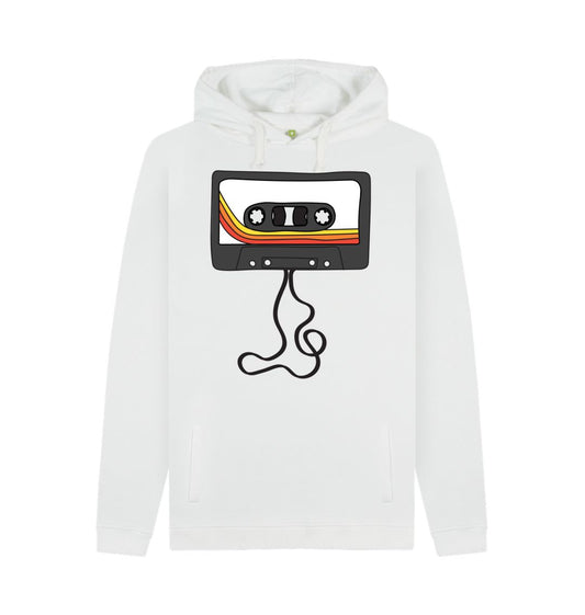 White Mens Unwound Cassette Graphic Hoodie