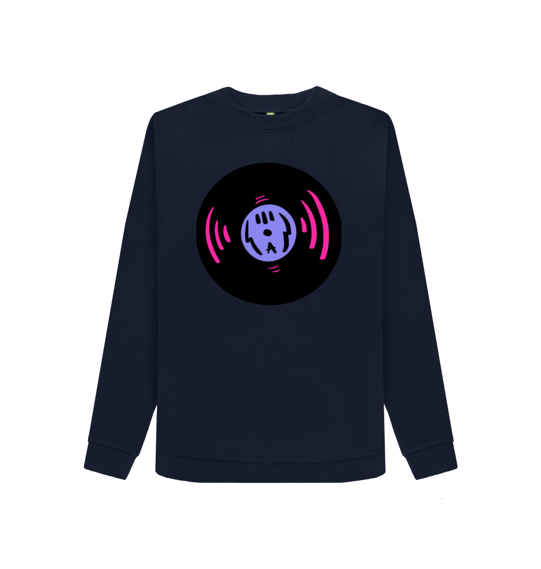 Navy Blue Printed Sweater Front