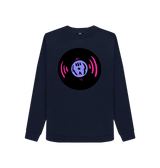 Navy Blue Printed Sweater Front