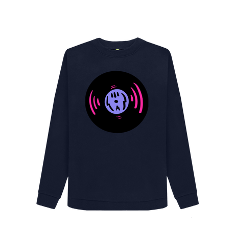 Navy Blue Printed Sweater Front