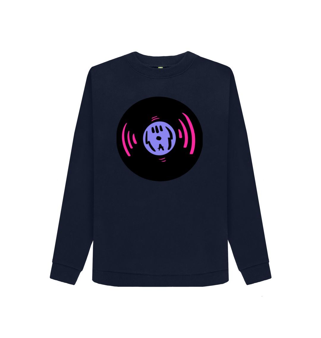 Navy Blue Women's Record Graphic Sweatshirt