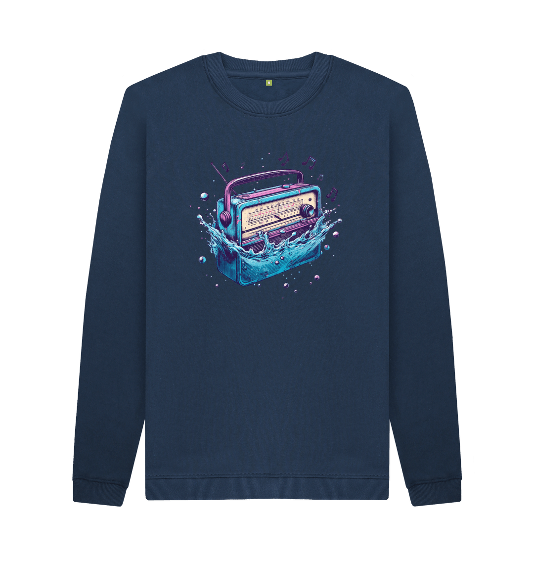 Navy Blue Printed Sweater Front