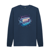 Navy Blue Printed Sweater Front