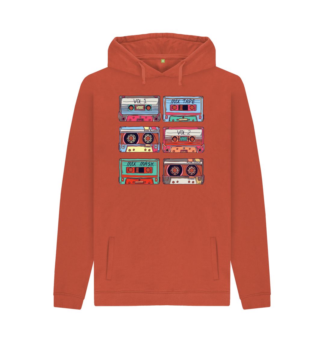 Rust Mens Cassette Mix Tape Hoodie