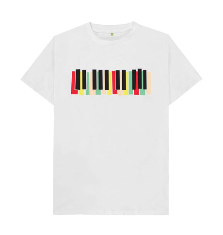 White Colourful Keyboard Print T-Shirt