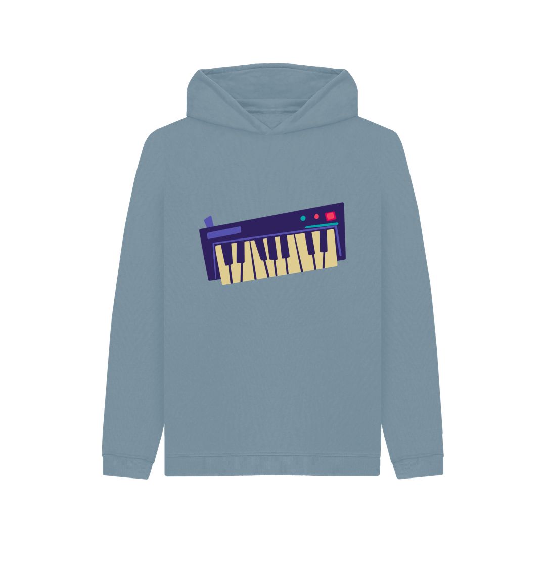 Stone Blue Kids Cartoon Keyboard Hoodie