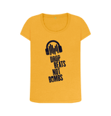 Mustard \"Drop Beats Not Bombs\" Women's Scoop Neck T-Shirt