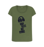 Khaki \"Drop Beats Not Bombs\" Women's Scoop Neck T-Shirt