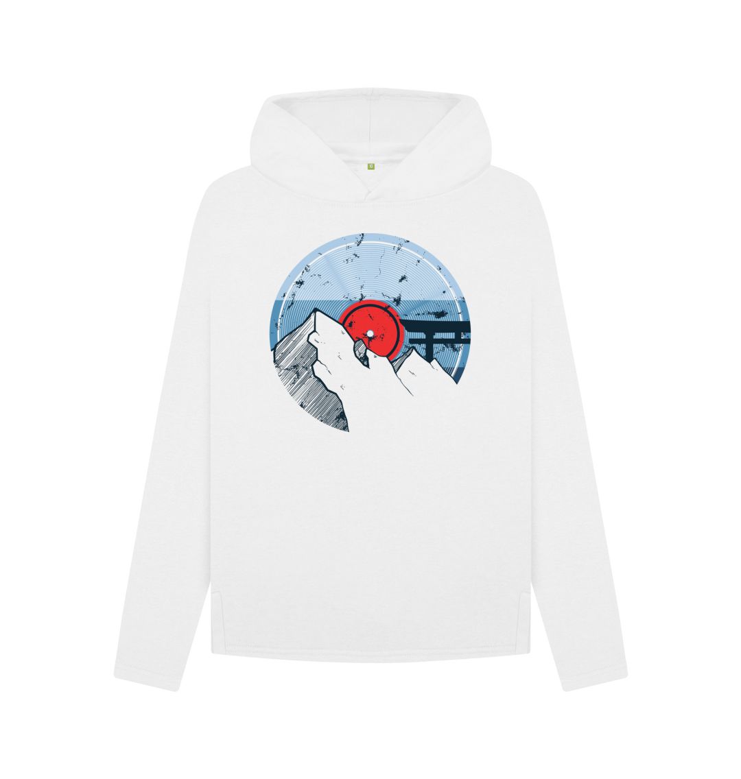 White Womens Vinyl Record Mountain Hoodie