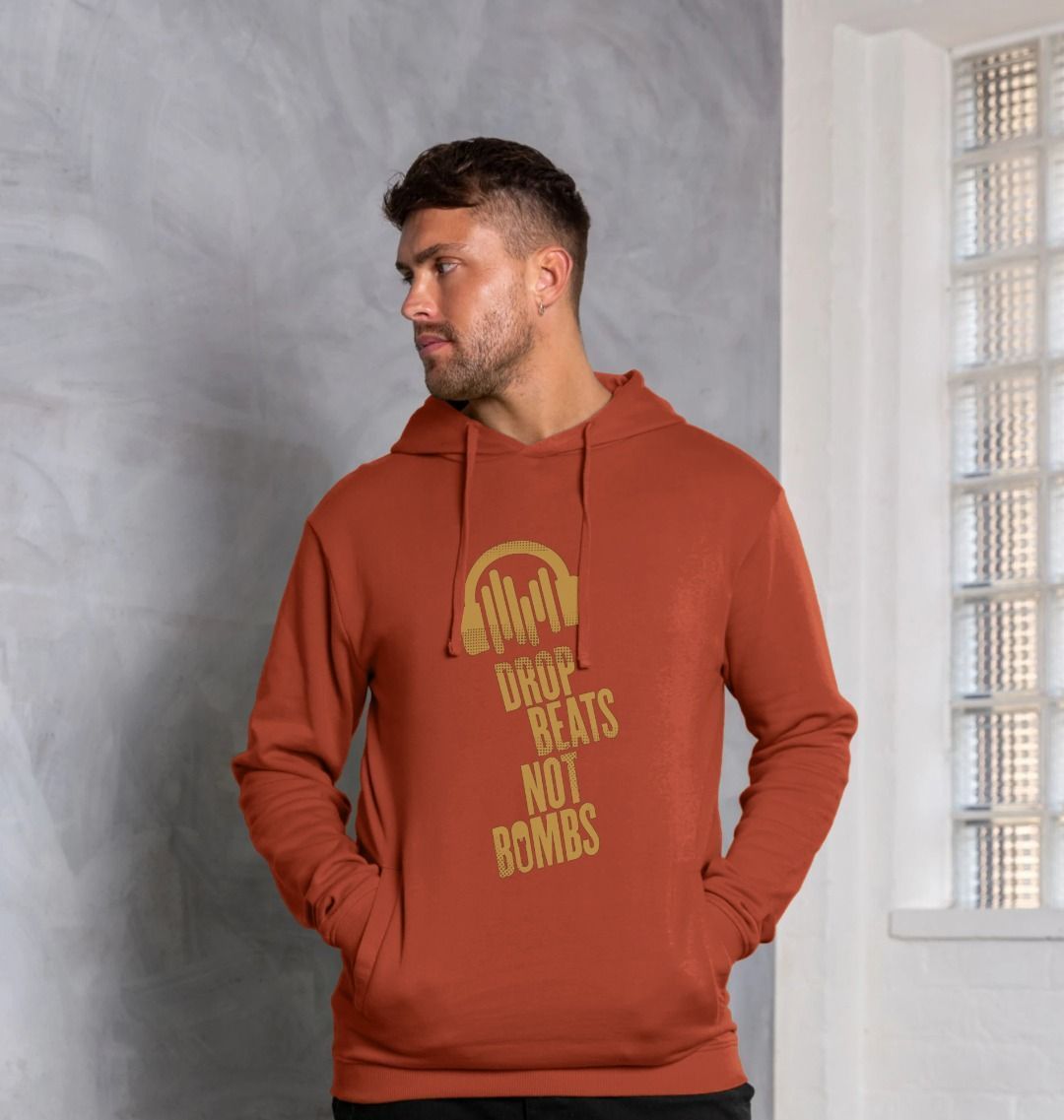 Drop Beats Not Bombs Sound Shirts Yellow Logo Mens Hoodie