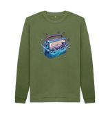 Khaki Printed Sweater Front