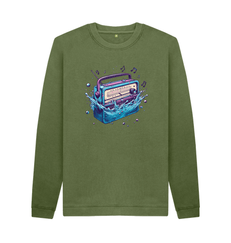 Khaki Printed Sweater Front