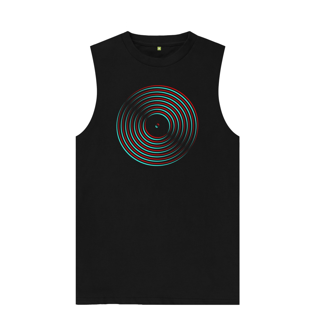 Black Vinyl Record Outline Mens Vest