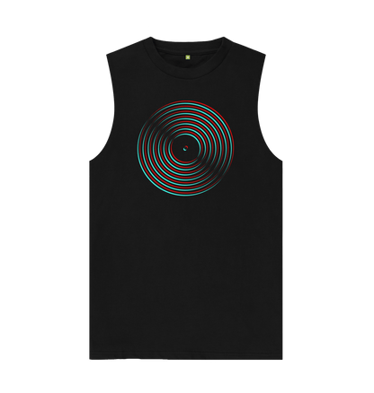 Black Vinyl Record Outline Mens Vest