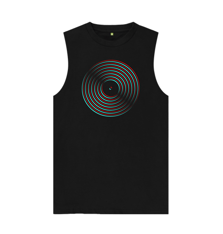Black Vinyl Record Outline Mens Vest