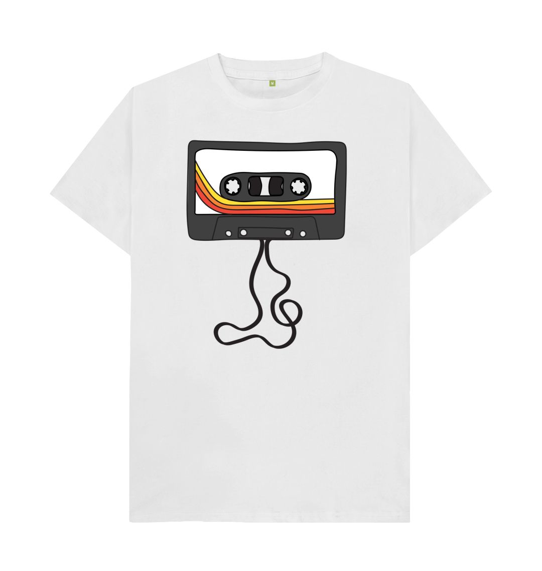 White Mens Unwound Cassette Graphic T-Shirt