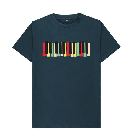 Denim Blue Colourful Keyboard Print T-Shirt