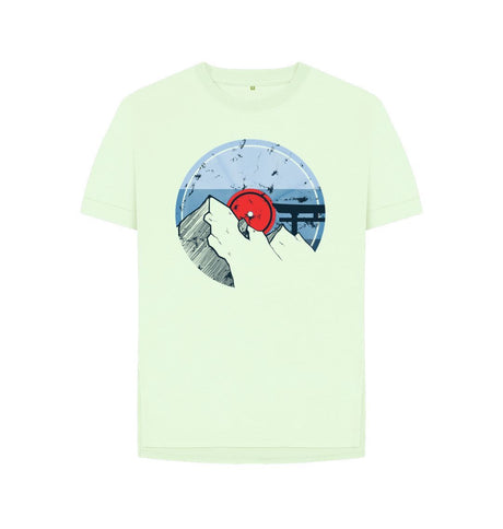 Pastel Green Womens Vinyl Record Mountain T-Shirt