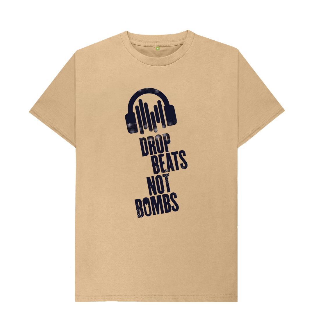 Sand Drop Beats Not Bombs Sound Shirts Navy Logo T-Shirt