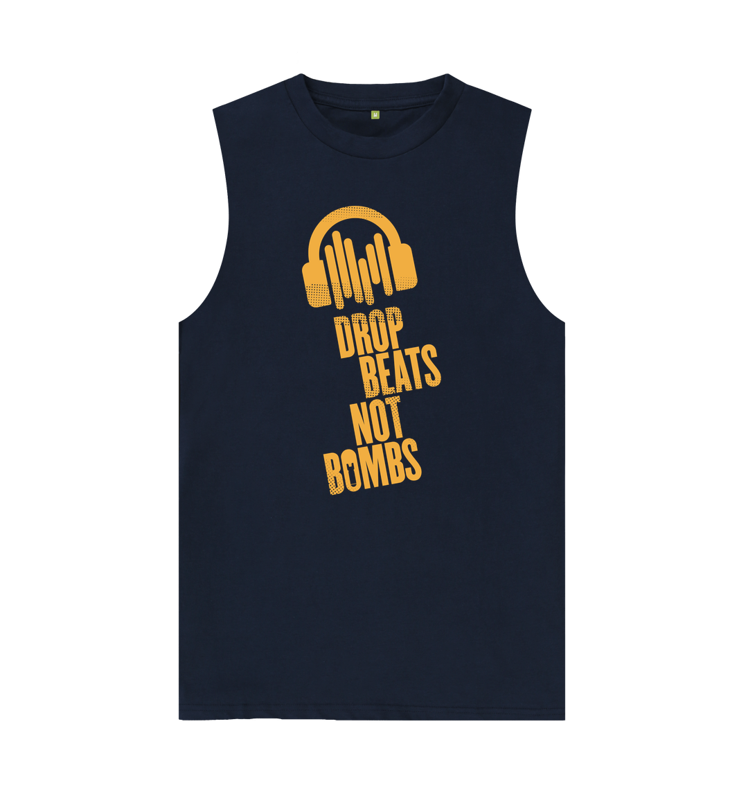 Navy Blue \"Drop Beats Not Bombs\" Men's Vest