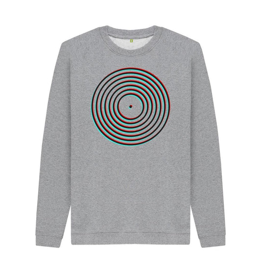 Light Heather Mens Vinyl Record Outline Sweatshirt